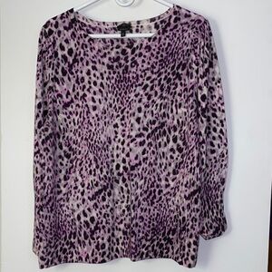 Talbots Purple and Black Leopard Print Sweater